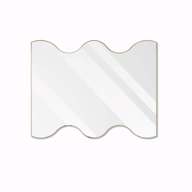 30x35 Inch Wall Mirror with Wavy Sides: Metal Framed Vanity and Dressing Mirror