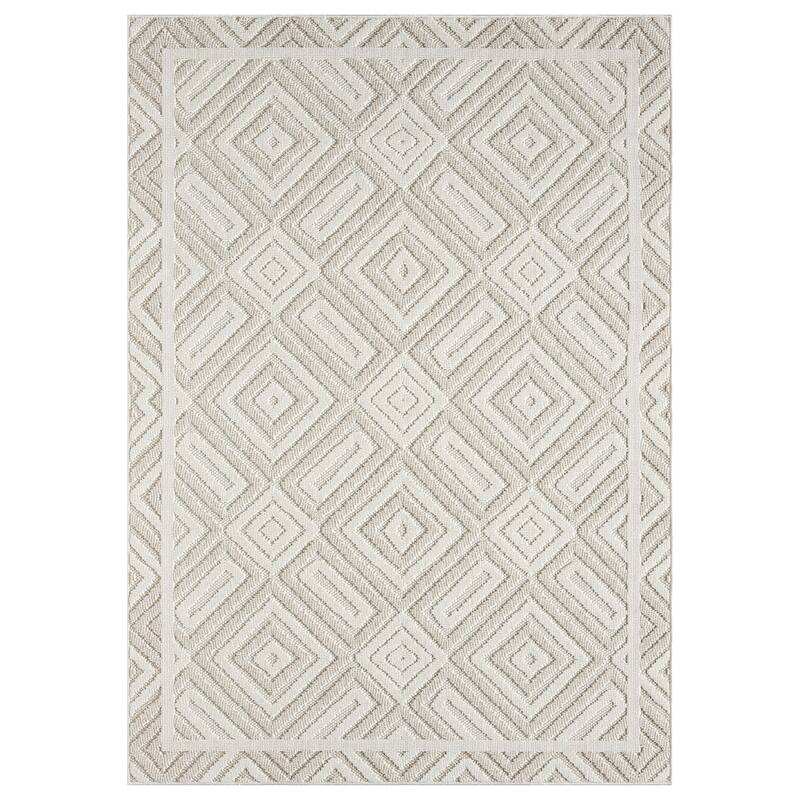 Terra by Obeetee Nimes Crosshatch Rug - Cream/Onyx - 7'10" x 9'10"