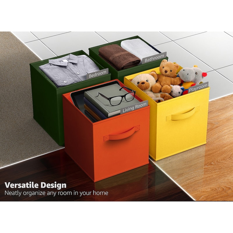 Sorbus Fabric Storage Bins 11" Foldable Cubes Multicolored With Handles For Pantry, Cubbies, Toy And Closet Organization- 6Pk