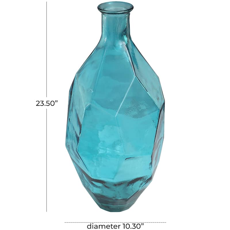 Exquisite Recycled Glass Tall Spanish Bottleneck Vase - Blue or Teal