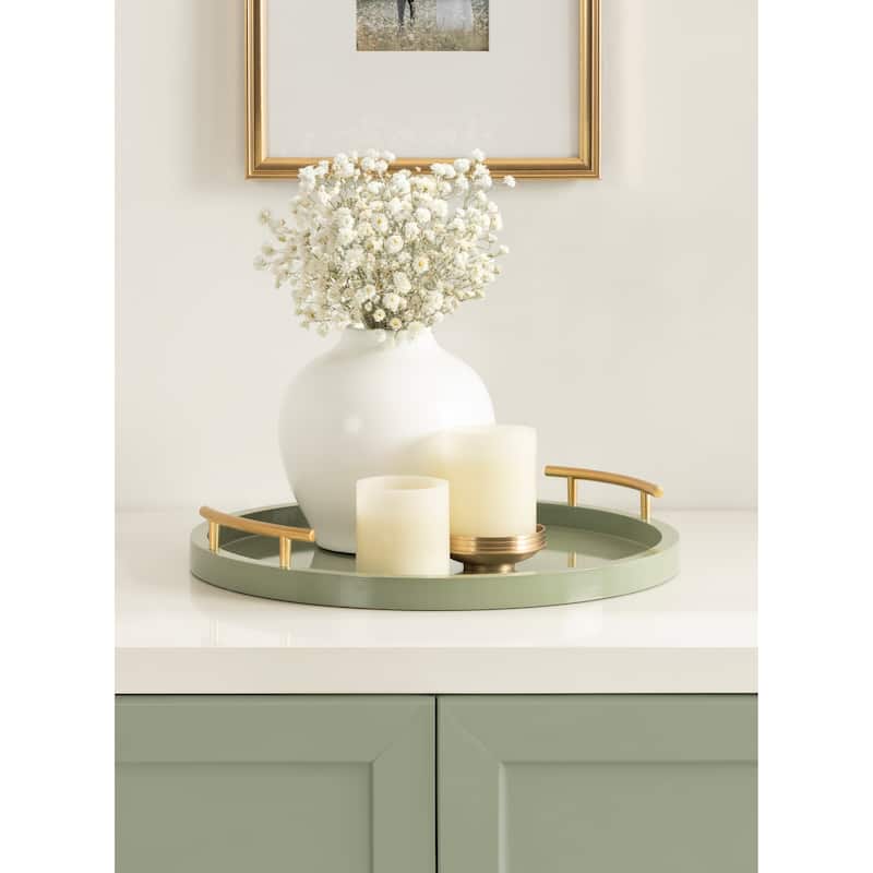 Kate and Laurel Halsey Wood Round Decorative Tray