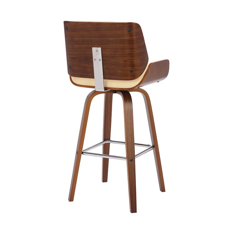 Tyler Mid-Century Swivel Bar Stool, Upholstered Counter Height Chair with Bentwood Legs