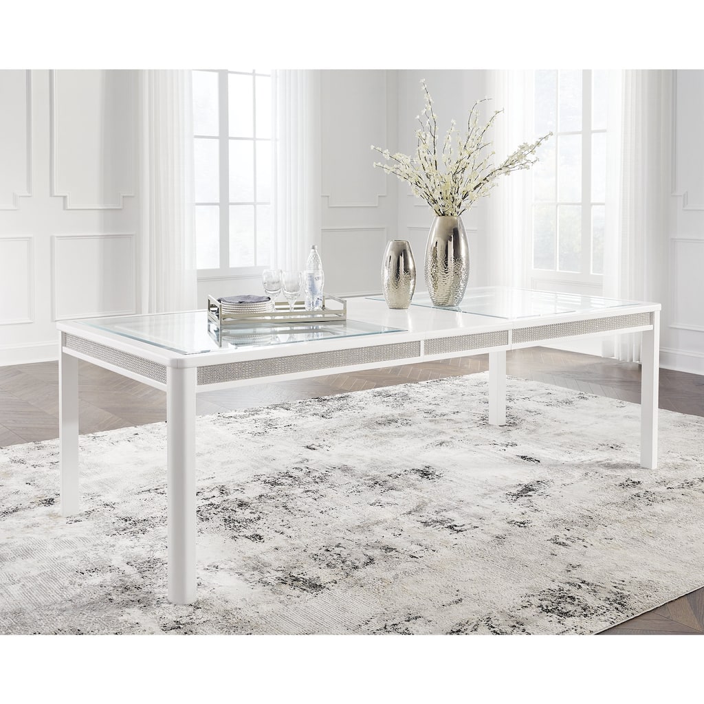 Signature Design by Ashley Chalanna White/Green Rectangular Dining Extension Table - 42"W x 96"D x 30"H