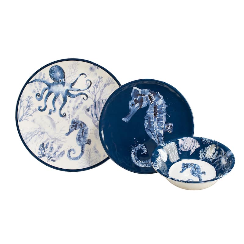 Certified International Sea Life Melamine 12-piece Dinnerware Set, Service for 4