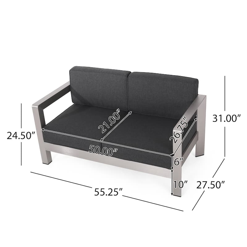 Aviara Aluminum Loveseat and Coffee Table by Christopher Knight Home