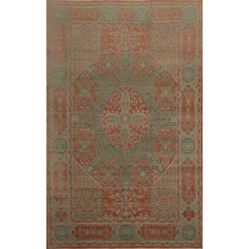 Hand Knotted Oriental 100% Wool Carpet Transitional Floral Green Oushak Area Rug - 14' 0'' X 10' 4''