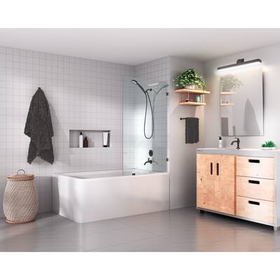 Glass Warehouse 58.25" x 30" Frameless Shower Bath Fixed Panel