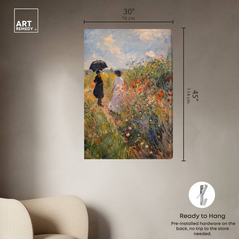 Art Remedy A Stroll Through The Flowers Gallery Wrapped Impressionism 1 Piece Canvas Wall Art