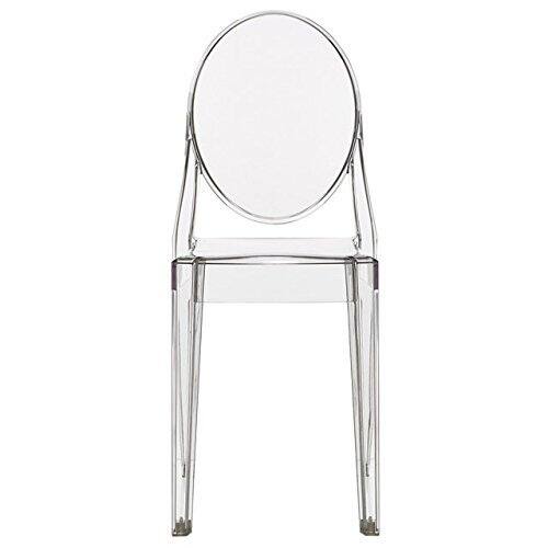 Set of 2 Clear Modern Dining Chair Molded Armless No Arm Side Stackable Plastic Home Office Kitchen Work