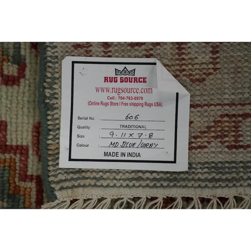 Hand Knotted Oriental 100% Wool Carpet Transitional Medallion Navy Blue & Blues Oushak Area Rug - 9' 11'' X 7' 8''