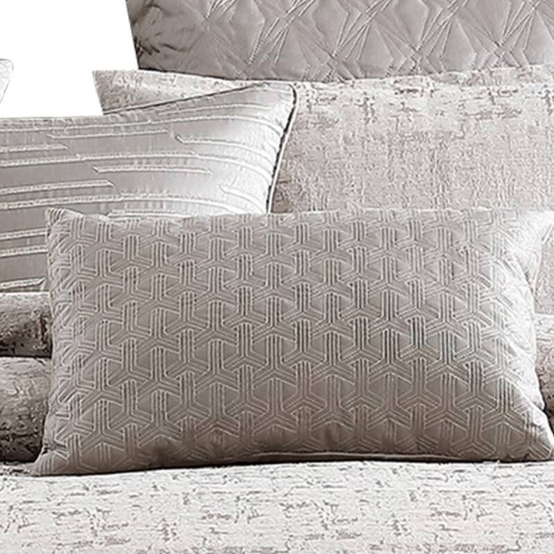 10 Piece King Polyester Comforter Set with Jacquard Print, Gray