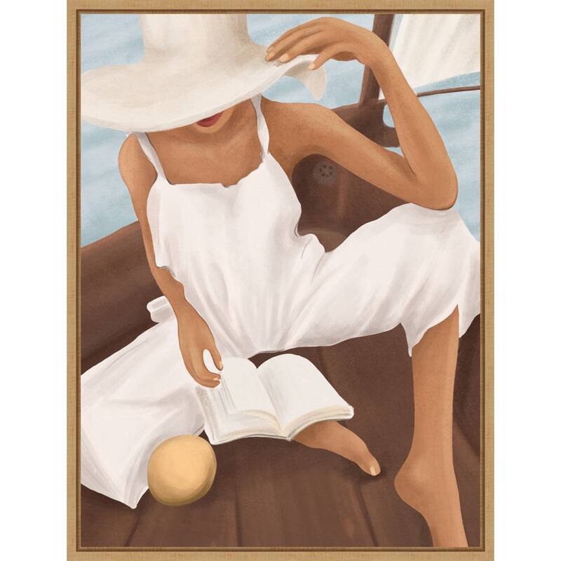 Summer Reading No. 1 by City Art (23 x 30 in.), Framed Canvas Wall Art Print