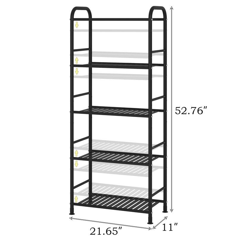 5-Tier Adjustable Shelving Unit - 21.65"D x 11"W x 52.76"H