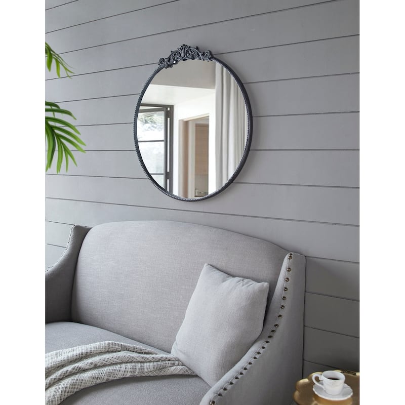 30" x 32" Classic Design Round Mirror with Baroque Inspired Frame