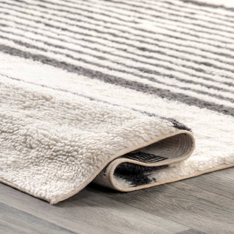 Striped Wool Machine Washable Area Rug