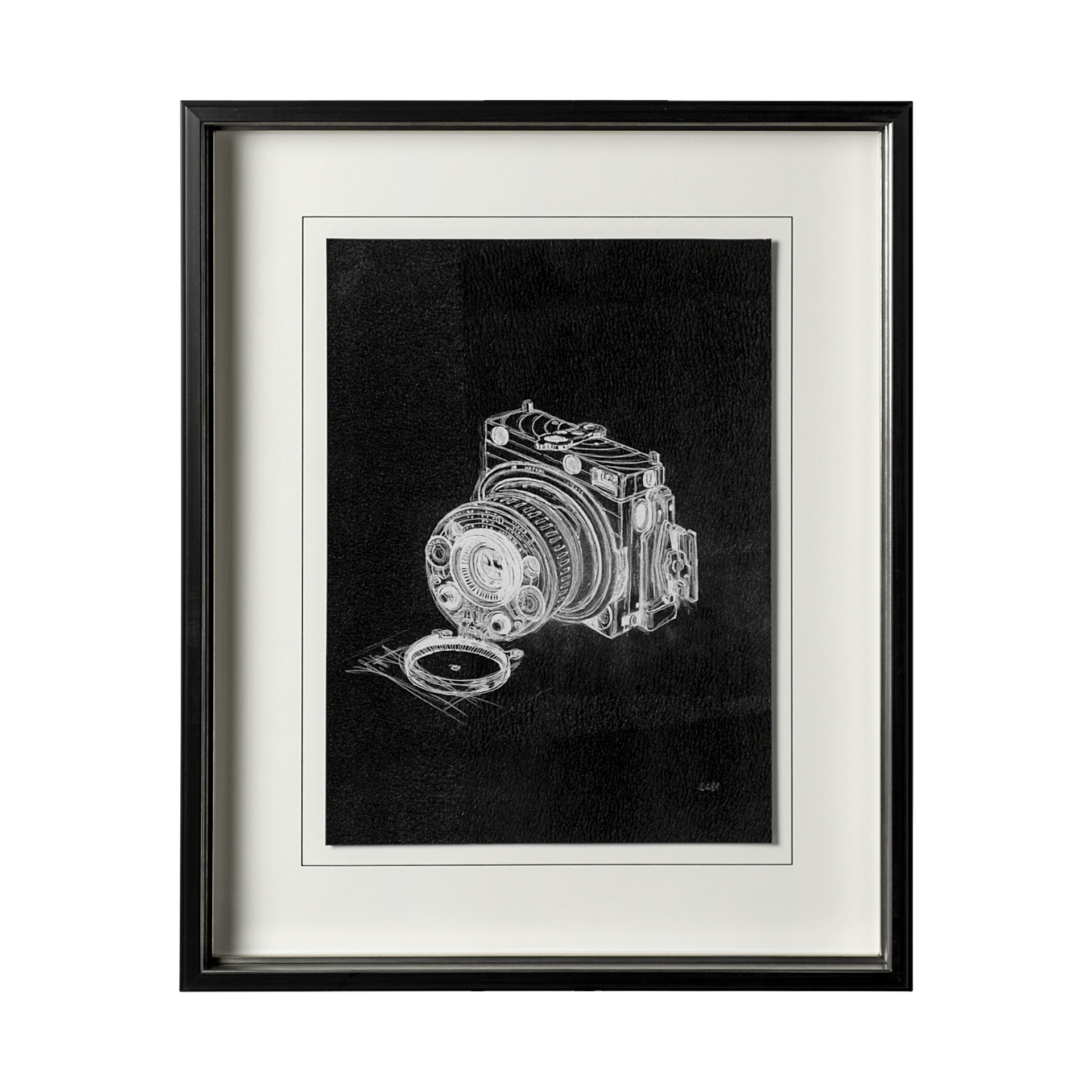 Compass Camera I by Alarm a Hand Embellished Textured Framed Art Print Matted under Glass