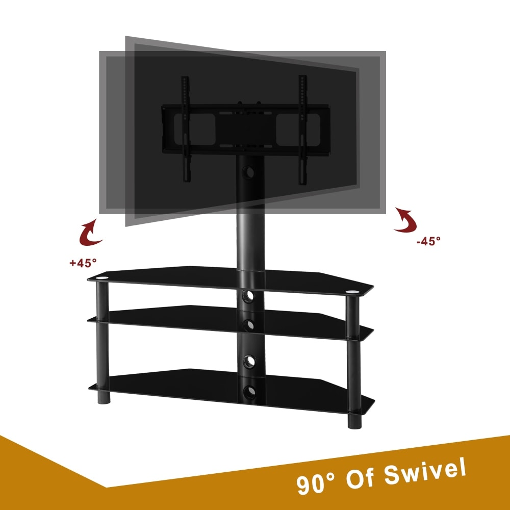 Swivel Floor Tv Stand With Mount Height Adjustable Universal 3 Tier Tv Standfor 32 65 Inch Lcd Led Flat Or Curved Screen Tv Overstock 31491303