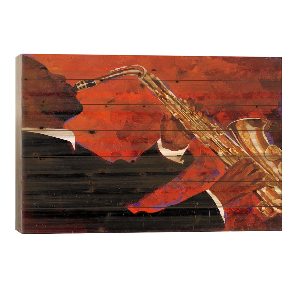 Man on Fire Print On Wood by Keith Mallett - Multi-Color