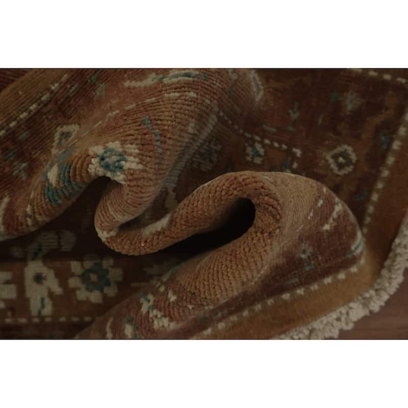 Hand Knotted Oriental 100% Wool Carpet Traditional All-Over Brown Ziegler Area Rug - 3' 11'' X 2' 0''