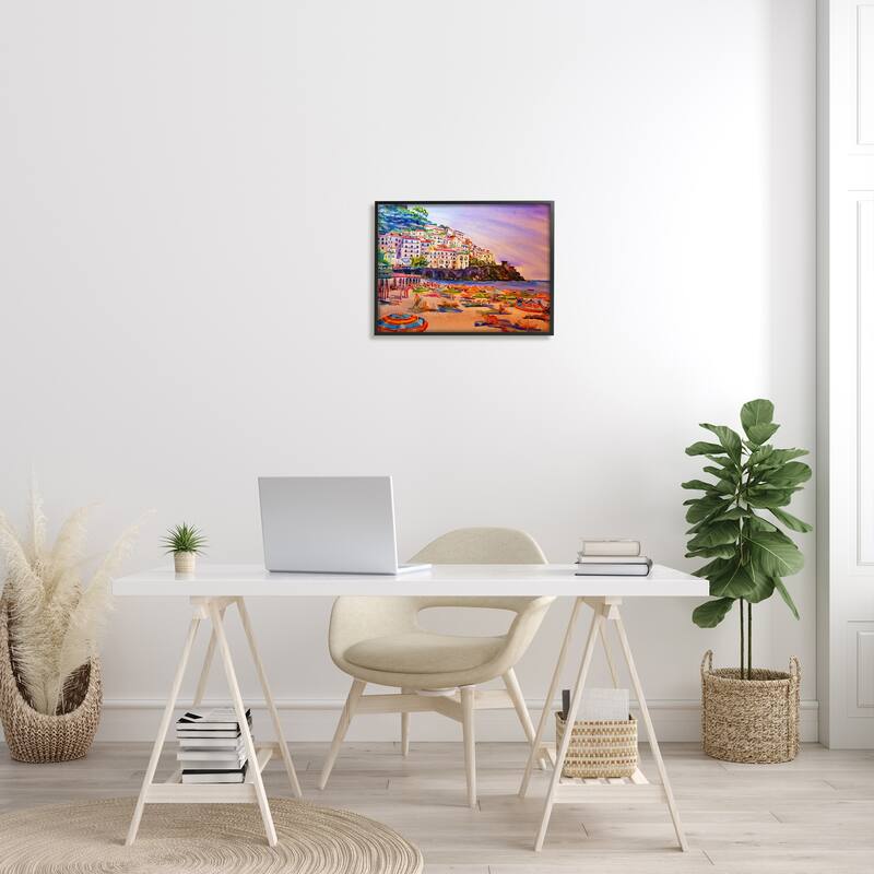 Stupell Summer Beach Landscape Framed Giclee Art Design by MB Cunningham