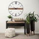 preview thumbnail 8 of 6, Roman Black Metal and Brown Wood 36" Round Wall Clock - 36"W x 36"H x 2"D