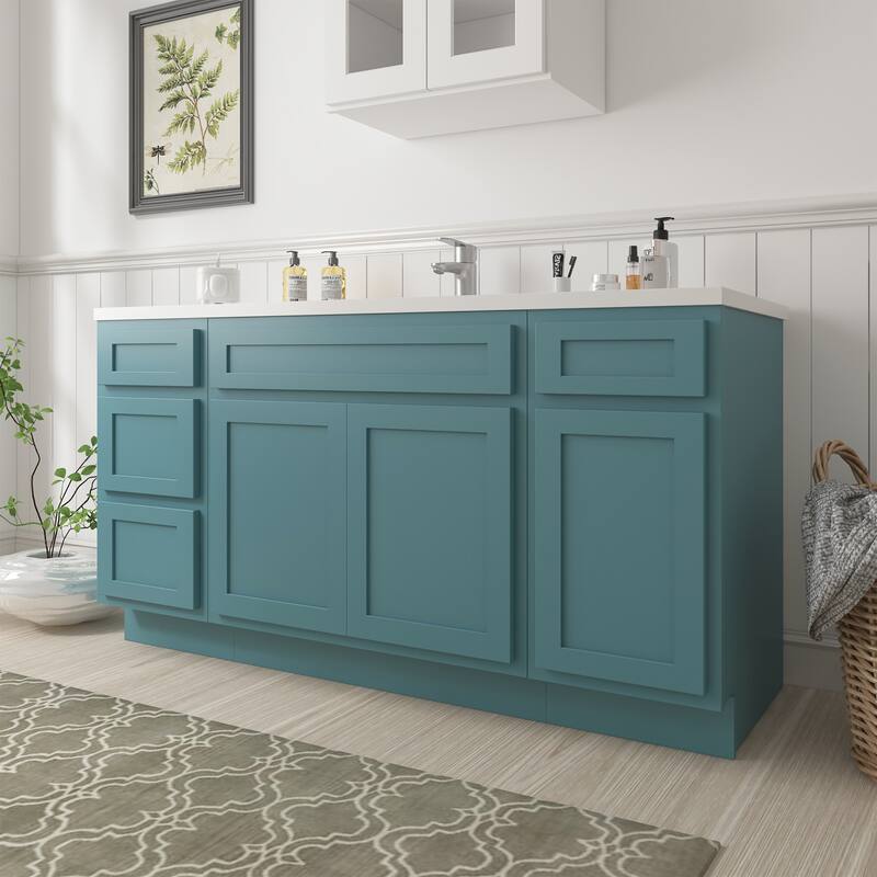 Vanity Art 66" Oak Freestanding Bathroom Vanity Cabinet without Top