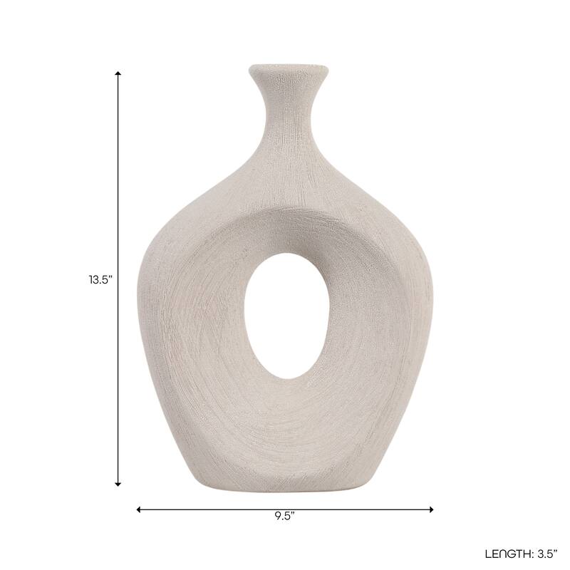 Modern Oval Ceramic Table Vase Cut-Out Design