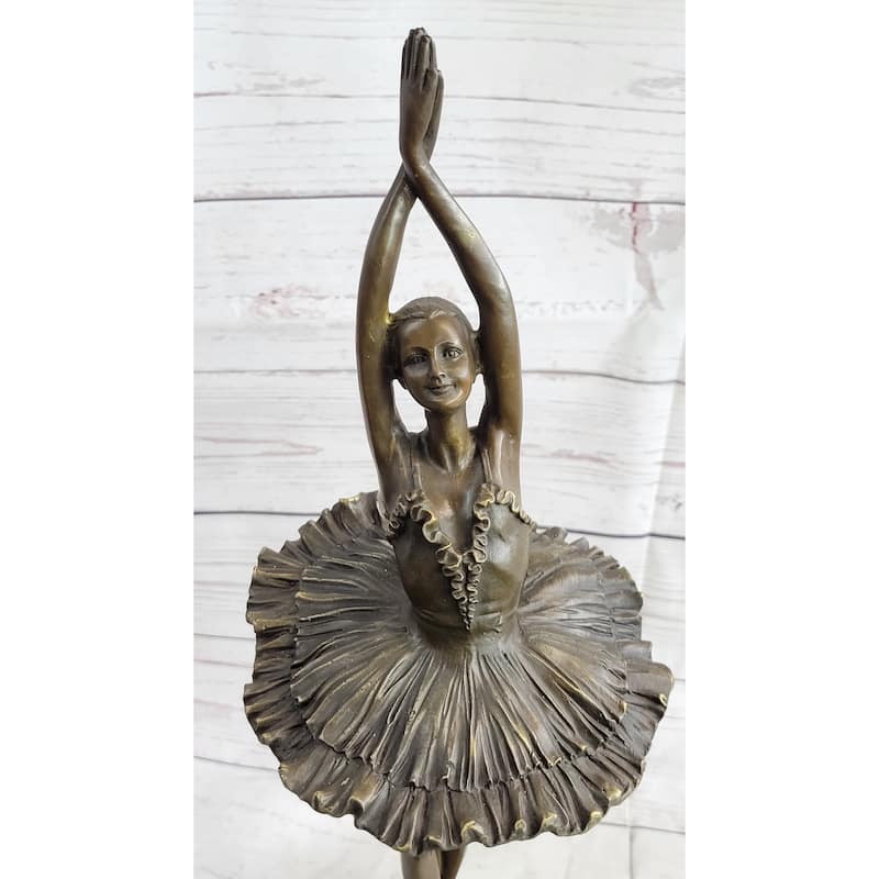Large Miguel Lopez Prima Ballerina Wearing Tutu Genuine Bronze Sculpture Statue