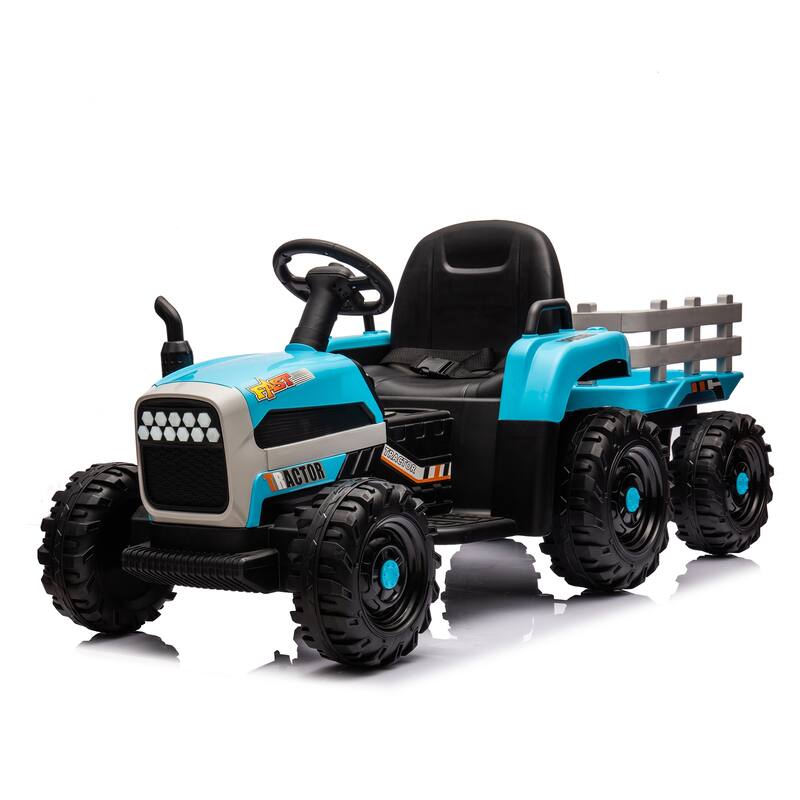 Ride on Tractor,Trailer,24VBattery Powered Electric Toy,200w*2motor 1.86-4.97MPH,Remote Control,3 speed adjustable,LED,safe belt