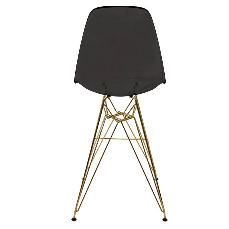 Cresco Modern Ergonomic Acrylic Gold Finish Steel Frame Barstool with Footrest, Sleek Design for Kitchen or Home Bar Seating