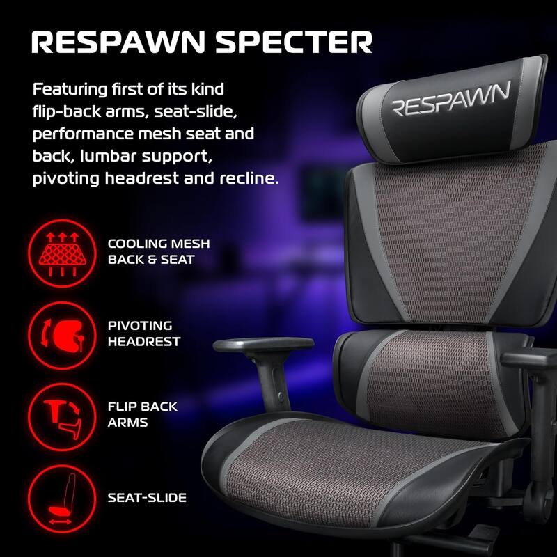 RESPAWN SPECTER Ergonomic Mesh Office Chair, High Back Home PC Computer Desk Gaming Chair