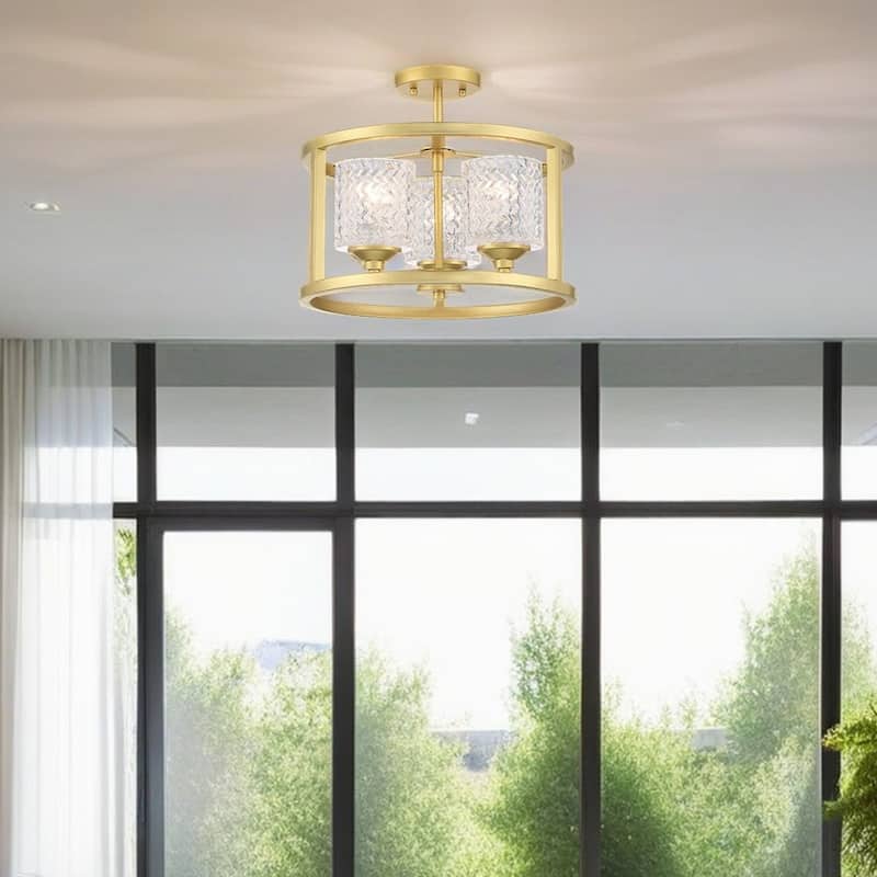 Moulins 3-light Modern Farmhouse Semi-Flush Mount Ceiling Lights with UL Certified - 15''