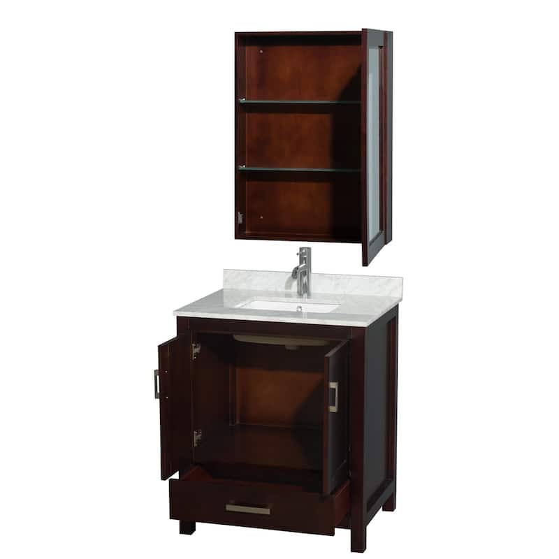 Wyndham Collection Sheffield Single Vanity Set, Medicine Cabinet