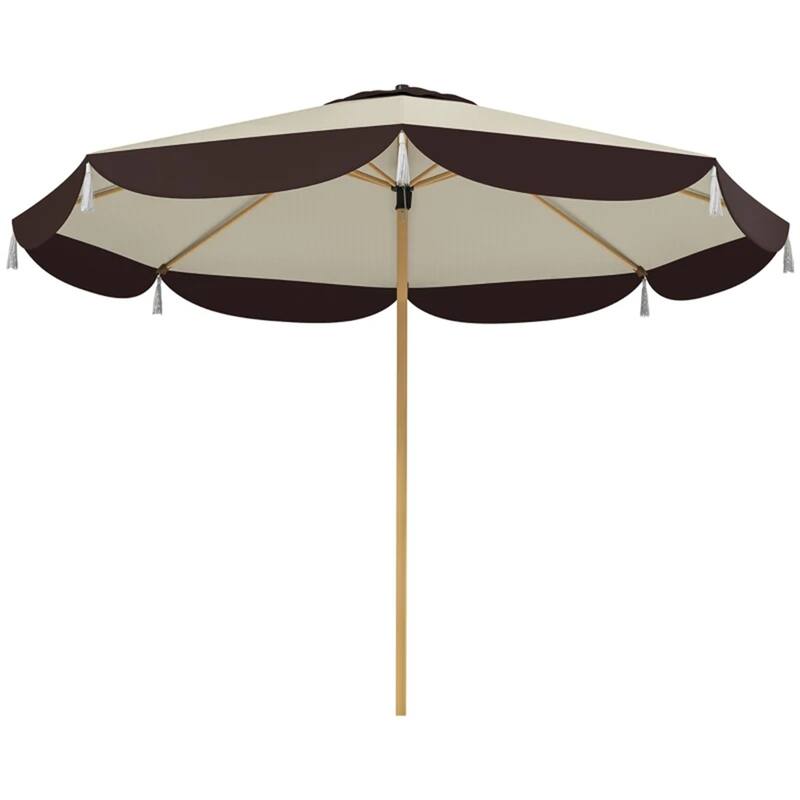 8.7 Feet Beige Polyester Fabric UV Blocking Patio Umbrella for Garden Vented Top for Wind - 8.7'Dia x 7.7' H