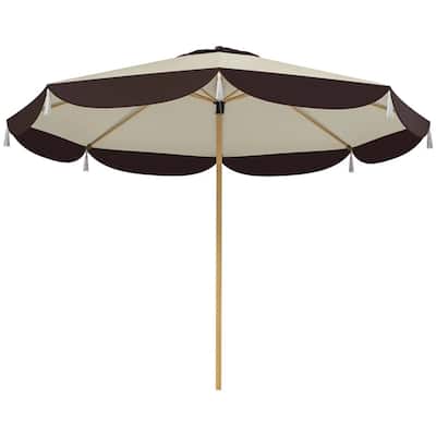 8.7 Feet Beige Polyester Fabric UV Blocking Patio Umbrella for Garden Vented Top for Wind - 8.7'Dia x 7.7' H