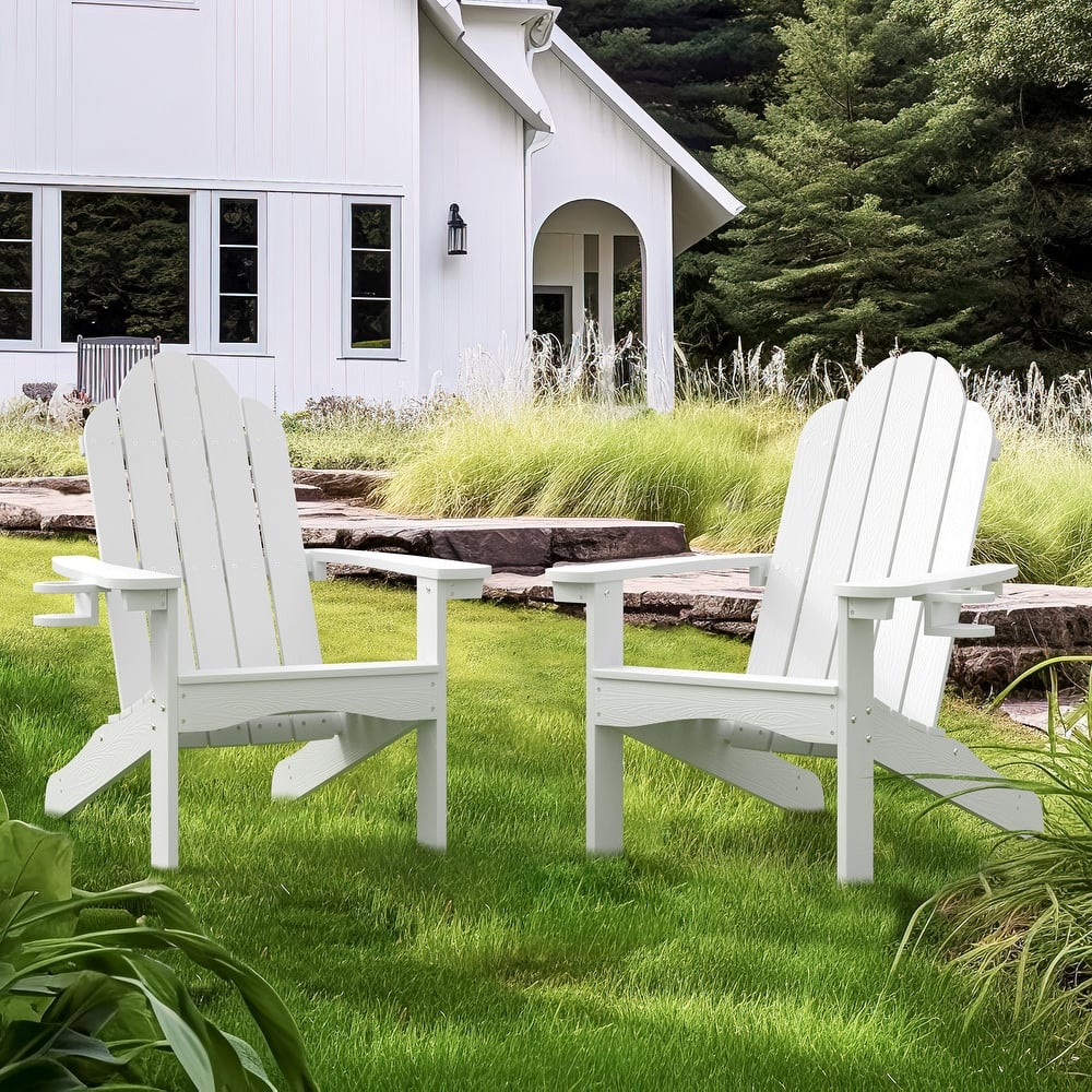 Plastic Poly Weather Resistant Outdoor Patio Adirondack Chair 2-Pack - 35"D x 30"W x 36.2"H