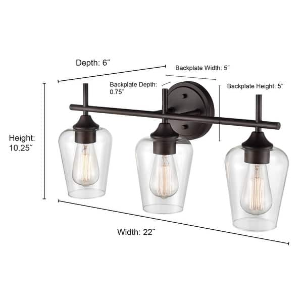 Millennium Lighting Ashford Metal Bathroom 3 Light Vanity Fixture in Multiple Finishes