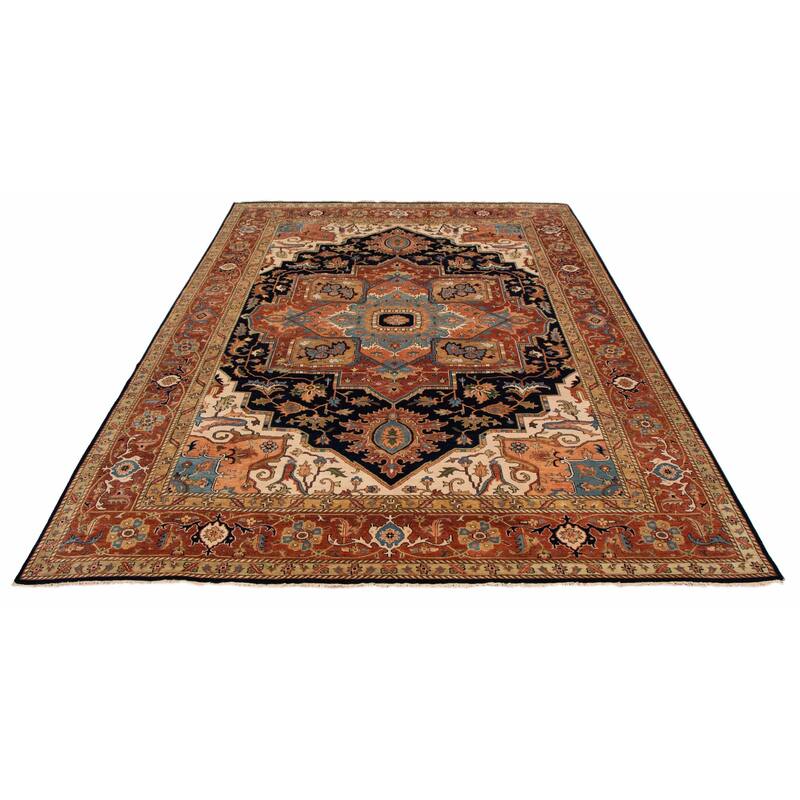 ECARPETGALLERY Hand-knotted Jules Sultane Dark Navy Wool Rug - 9'10 x 13'11