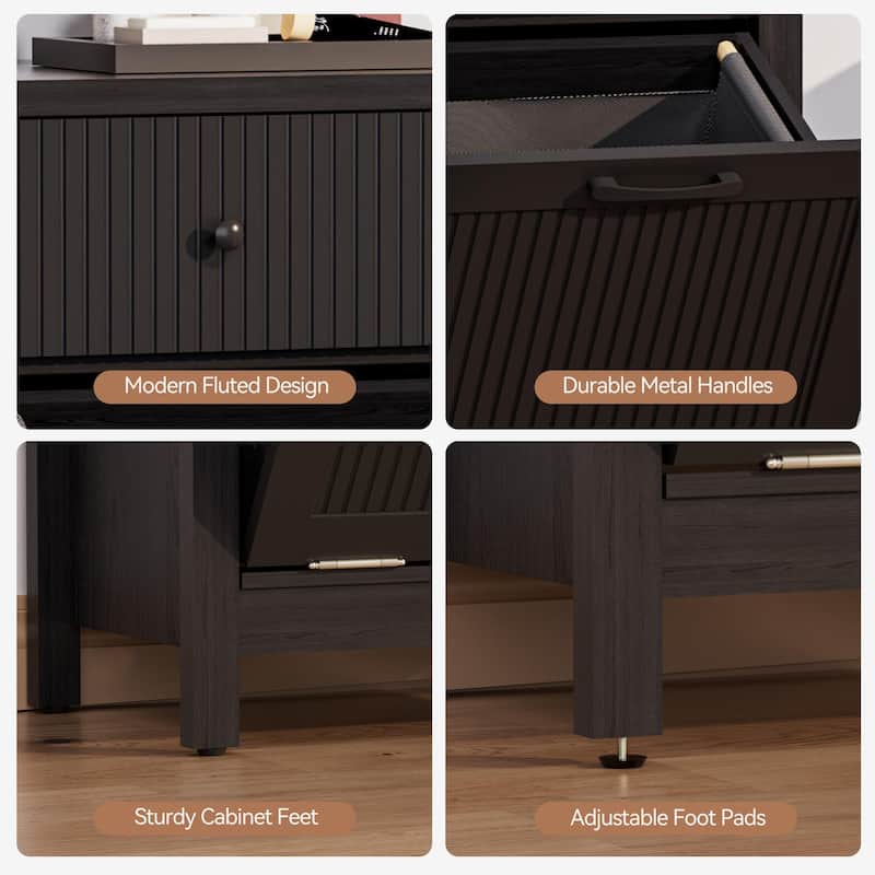 Black 10 Gallon Tilt Out Trash Cabinet with Drawers