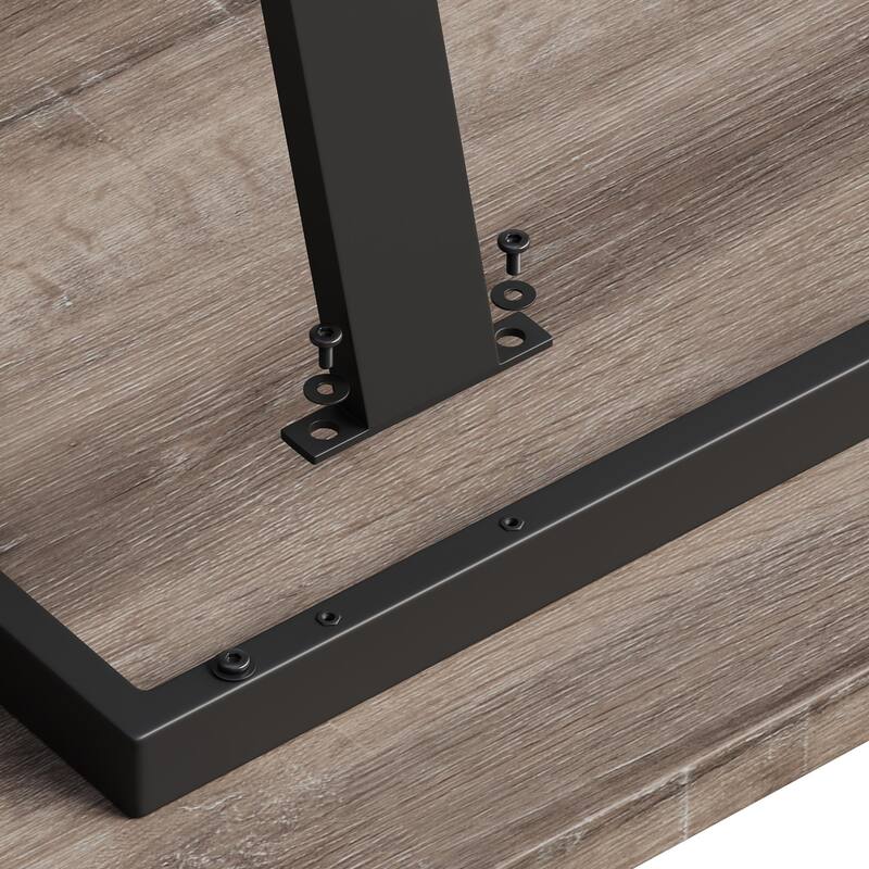 GDFStudio - Kavon Modern Minimalist Wooden Dining Table with Sturdy Metal Frame & Spacious Rectangular Top