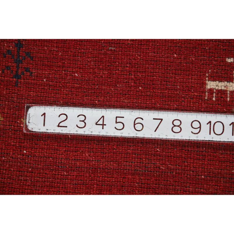 Red Gabbeh Indian Area Rug Hand-Knotted Oriental Wool Carpet - 6'8" x 9'8"