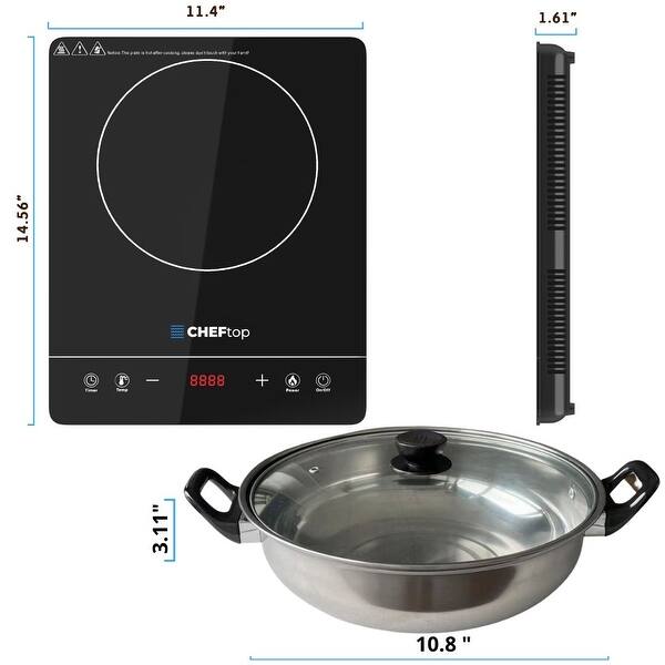 Cheftop Induction Cooktop Portable 120V Digital Electric Cooktop 1800 Watt, Digital 9 Cooking Zones Power Levels