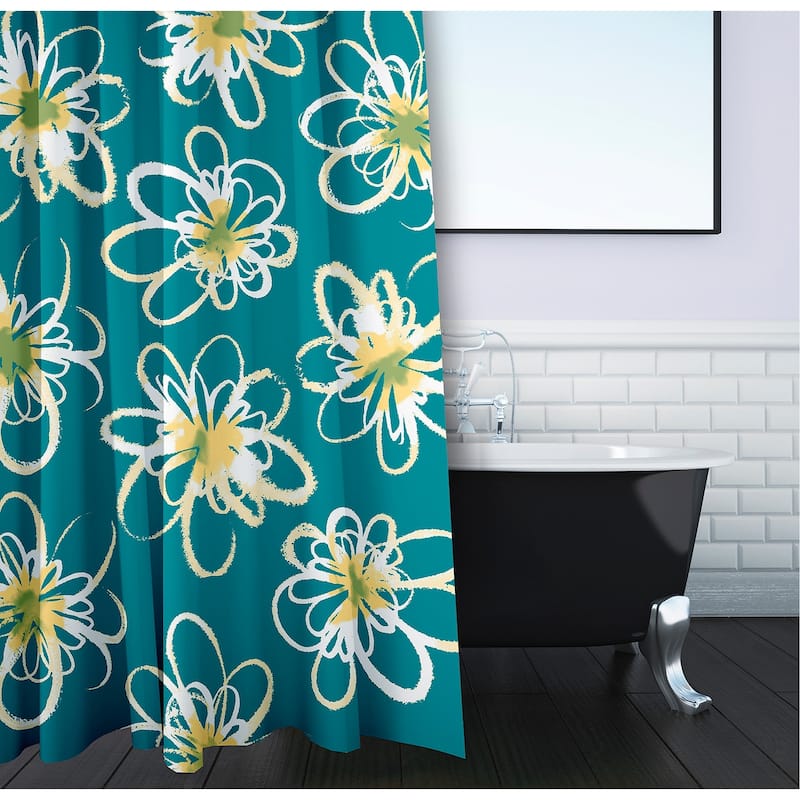 71 x 74-inch Penelope Floral Geometric Print Shower Curtain