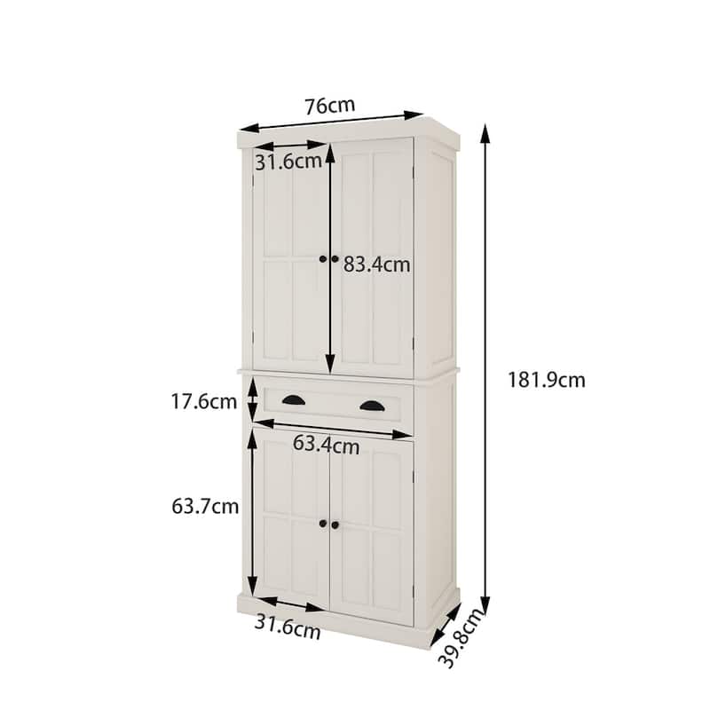 Kitchen Pantry Storage Cabinet,w/4 Doors,Drawer,2 Adjustable Shelves