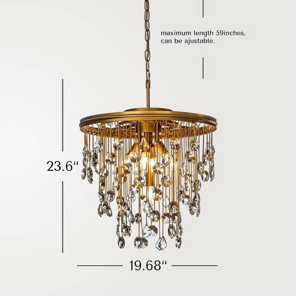 CraftHome 5-Light 20" Modern Antique Gold DIY Crystal Chandelier - 19.7in