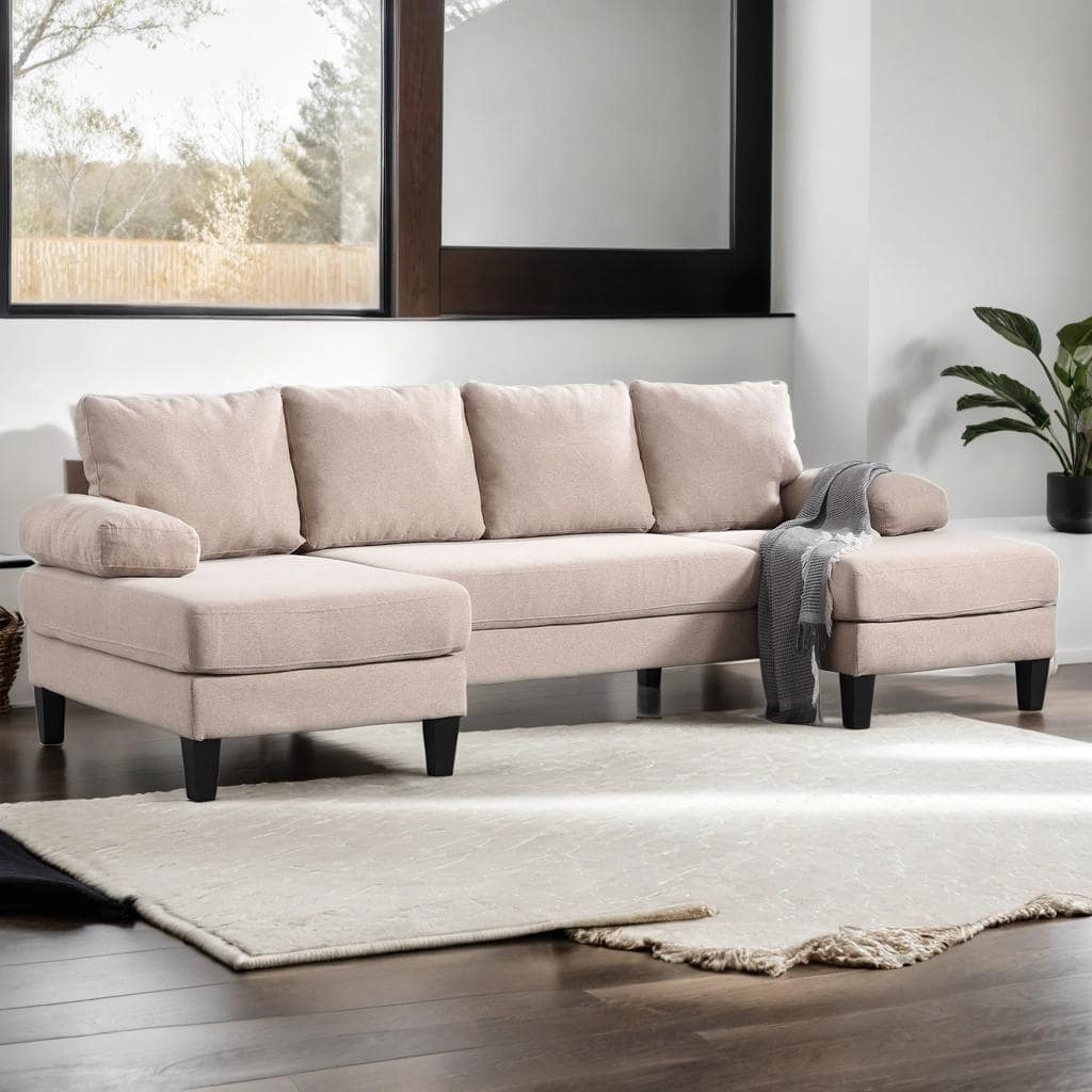 U-Shaped Sofa Bed Couch with Oversized Seat and Double Chaise, Indoor Furniture for Living Room,Apartment