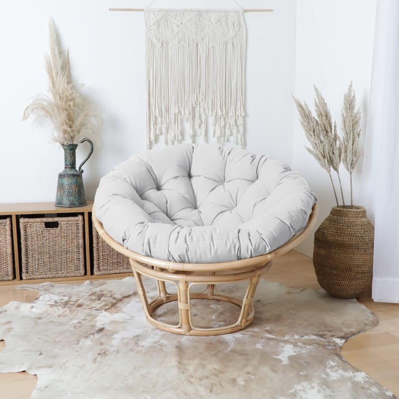 Sorra Home Indoor Round White Textured Papasan Cushion - 44" x 44" x 4" - Angel Snow