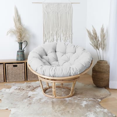 Sorra Home Indoor Round White Textured Papasan Cushion