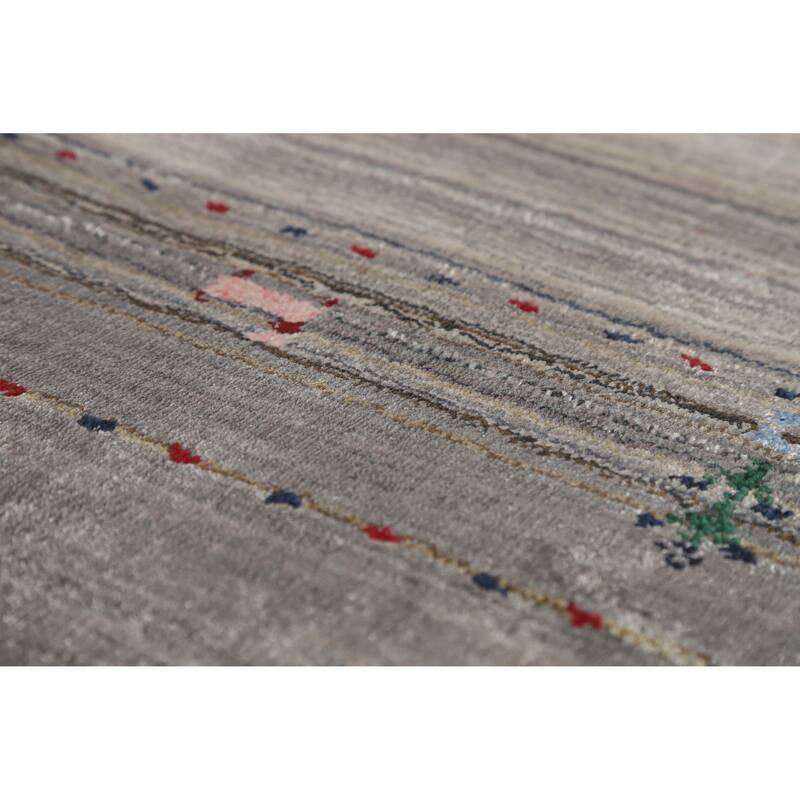 Hand Knotted Oriental 100% Wool Carpet Tribal Tribal Greys & Charcoal Gabbeh Area Rug - 5' 10'' X 4' 0''