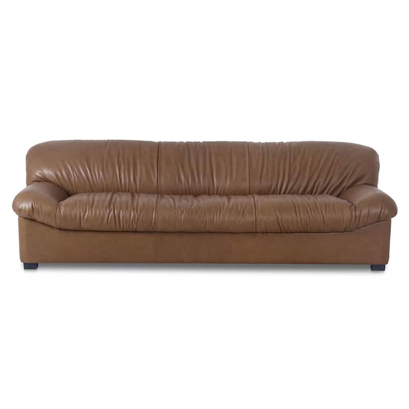 NADAAL STUDIOS Zarek Sofa, Oversized Postmodern Form in Top Grain Leather with Feather-Filled Cushions, Tan
